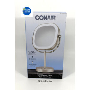 Conair LED Double-Sided 1x/10x Magnification Rechargeable Vanity Mirror